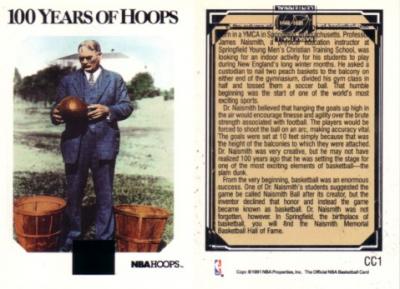 1991-92 Hoops James Naismith 100 Years of Basketball ERROR card CC1