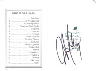 Aaron Baddeley autographed Augusta National Masters scorecard