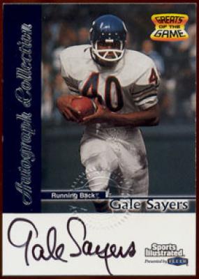 Gale Sayers certified autograph Chicago Bears 1999 Fleer card
