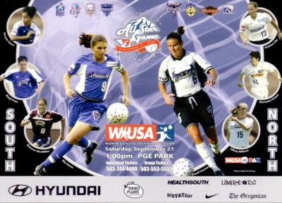 Mia Hamm & Brandi Chastain 2002 WUSA All-Star Game 5x7 promo postcard