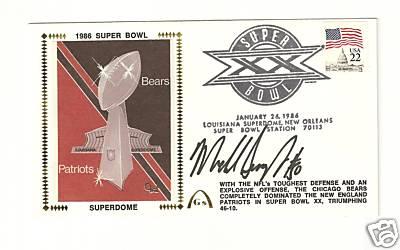 Mike Singletary autographed 1985 Chicago Bears Super Bowl 20 cachet
