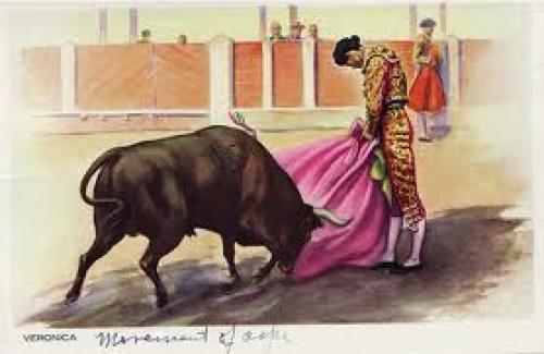 Spain; Vintage postcard depicting a traditional Spanish bullfight