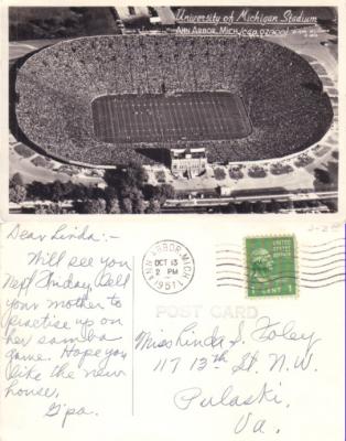 1949 Michigan Stadium postcard