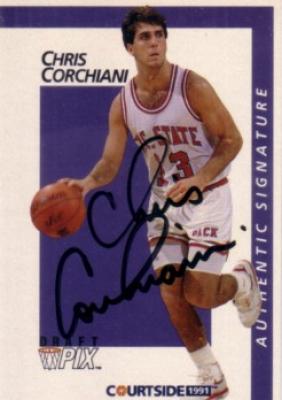 Chris Corchiani certified autograph North Carolina State 1991 Courtside card