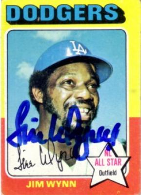 Jim Wynn autographed Los Angeles Dodgers 1975 Topps card