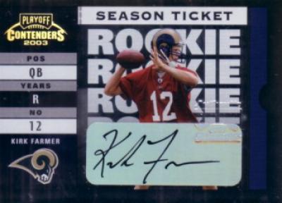 Kirk Farmer certified autograph 2003 Playoff Contenders card