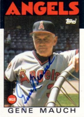 Gene Mauch autographed Angels 1986 Topps card