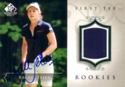 Rachel Hetherington Teske autographed 2004 SP Signature golf tournament worn shirt card