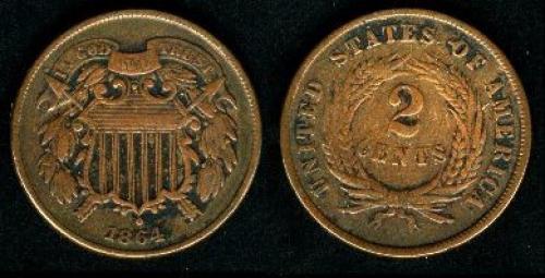 2 cents; Year: 1864-1872