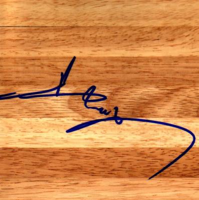 Yi Jianlian autographed basketball hardwood floor