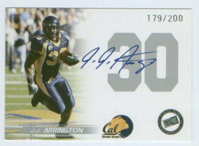 J.J. Arrington Cal Bears certified autograph 2005 Press Pass card #179/200