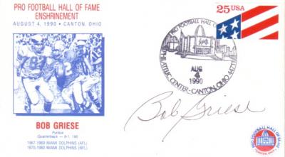 Bob Griese (Dolphins) autographed 1990 Pro Football Hall of Fame cachet envelope