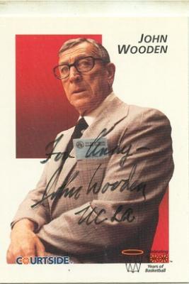 John Wooden autographed UCLA Courtside card (For Andy)