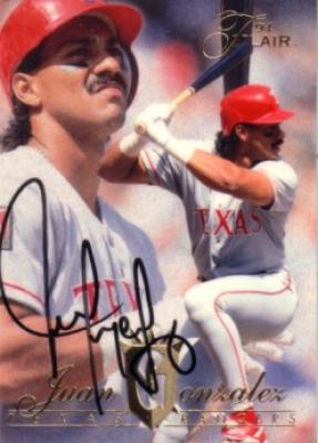 Juan Gonzalez autographed Texas Rangers 1994 Flair card
