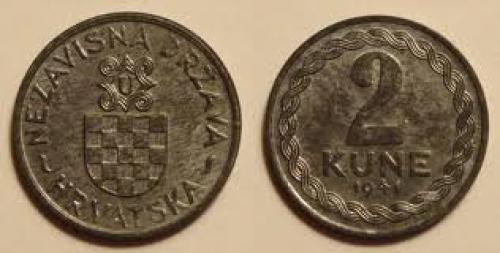 Coins; 2 Kune coin dated 1941 from Croatia