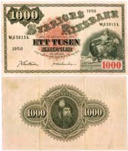 Banknotes; Year: 1950 SWEDEN 1000 KRONOR