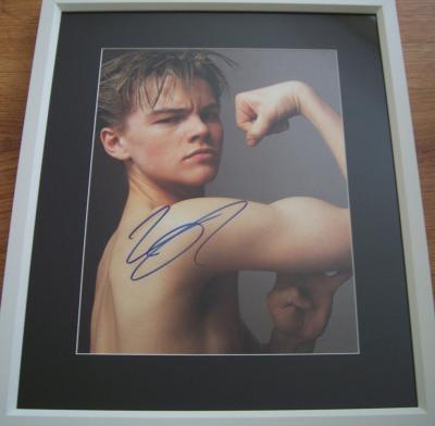 Leonardo DiCaprio autographed vintage photo matted & framed