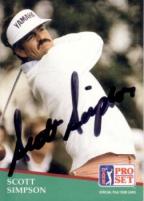 Scott Simpson autographed 1991 Pro Set golf card