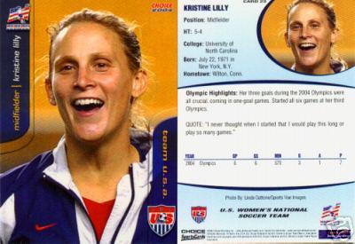 Kristine Lilly 2004 U.S. Women's National Team card