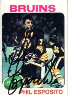Phil Esposito autographed Boston Bruins 1975-76 Topps card