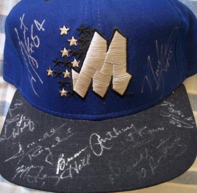1995-96 Orlando Magic team autographed cap (Nick Anderson Darrell Armstrong Horace Grant)