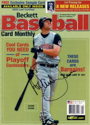 Adam Dunn autographed Cincinnati Reds 2002 Beckett Baseball cover