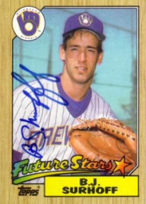 B.J. Surhoff autographed Milwaukee Brewers 1987 Topps Rookie Card