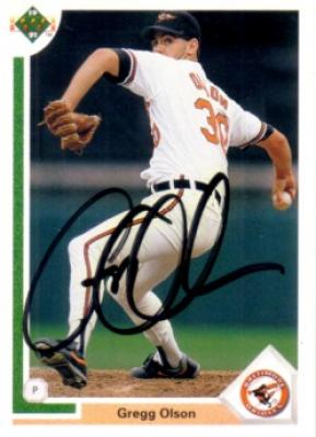 Gregg Olson autographed Baltimore Orioles 1991 Upper Deck card