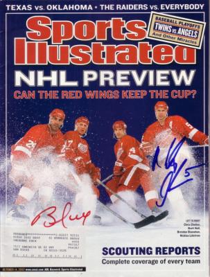 Brett Hull & Nicklas Lidstrom autographed Detroit Red Wings 2002 Sports Illustrated