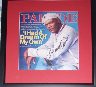Samuel L. Jackson autographed Parade magazine cover matted & framed