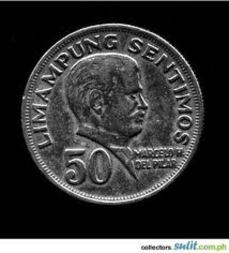 50 Sentimos; Year: 1967; Marcelo del Pilar; Philippine coin