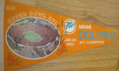 Kim Bokamper Jimmy Cefalo Joe Rose autographed Miami Dolphins Super Bowl 17 pennant