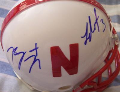 Taylor Martinez & Roy Helu Jr. autographed Nebraska Cornhuskers mini helmet