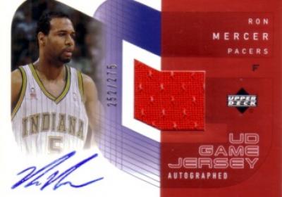 Ron Mercer certified autograph Indiana Pacers card with jersey swatch #/275