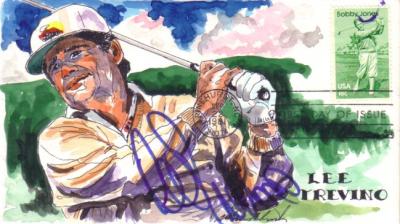 Lee Trevino autographed hand painted Bobby Jones First Day Cover cachet