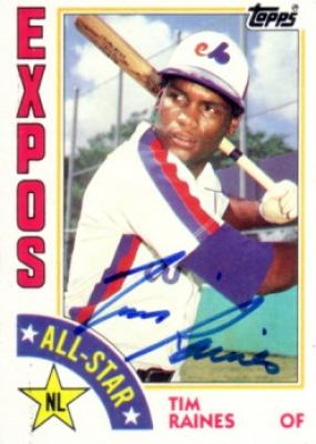 Tim Raines autographed Montreal Expos 1984 Topps All-Star card