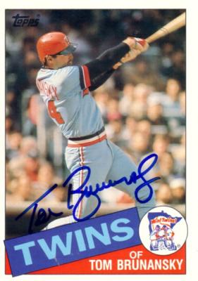 Tom Brunansky autographed Minnesota Twins 1985 Topps 5x7 jumbo card