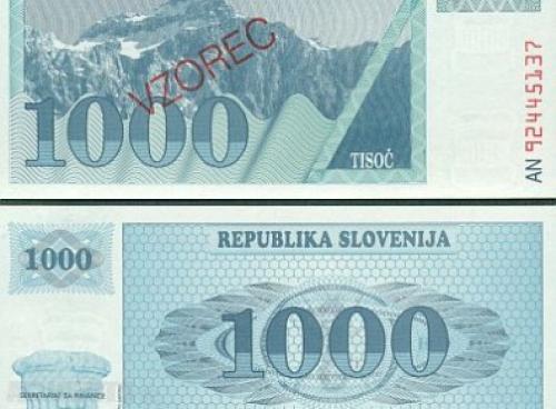 Slovenia - 1,000 Tolarjev-unc 1992 Specimen Notes
