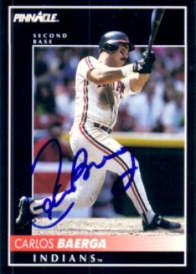 Carlos Baerga autographed Cleveland Indians 1992 Pinnacle card