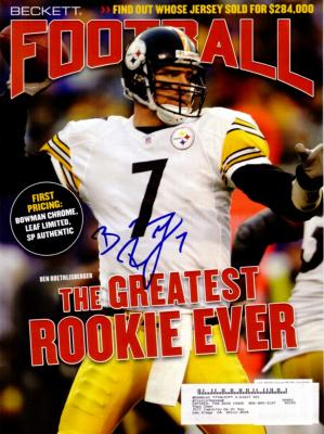 Ben Roethlisberger autographed Pittsburgh Steelers Beckett Football cover