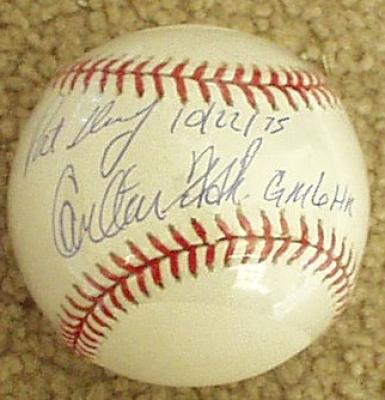 Carlton Fisk & Pat Darcy autographed MLB baseball dated & inscribed Game 6 HR (Steiner)