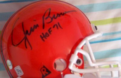 Jim Brown autographed Cleveland Browns mini helmet inscribed HOF 71