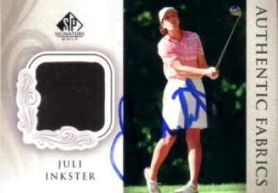 Juli Inkster autographed 2004 SP Signature golf tournament worn shirt card