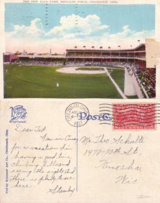 Cincinnati Reds Redland Field 1912 postcard
