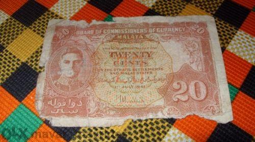 Malaya 20 Cents 1941
