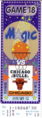 1993 Chicago Bulls (NBA Champions) at Orlando Magic ticket stub MINT