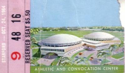 1964 Notre Dame vs Stanford ticket stub (Ara Parseghian)