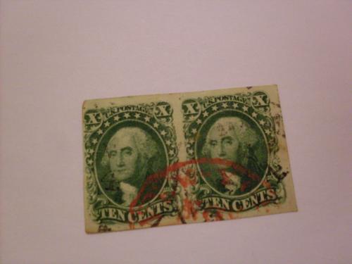 pair of 1855 u s postage ten cents stamps
