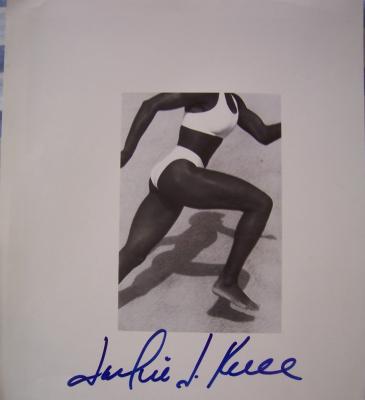 Jackie Joyner-Kersee autographed black & white photo page