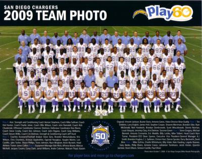 2009 San Diego Chargers 8x10 team photo (Philip Rivers LaDainian Tomlinson)